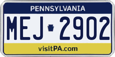 PA license plate MEJ2902