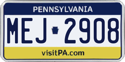 PA license plate MEJ2908