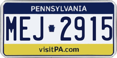 PA license plate MEJ2915