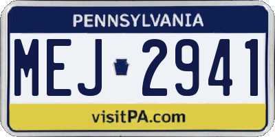 PA license plate MEJ2941