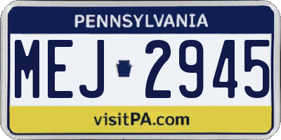 PA license plate MEJ2945