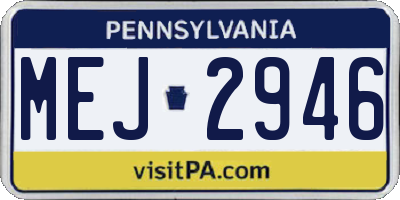PA license plate MEJ2946