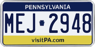 PA license plate MEJ2948