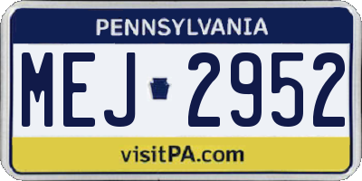 PA license plate MEJ2952