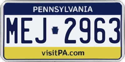 PA license plate MEJ2963