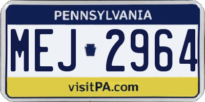 PA license plate MEJ2964