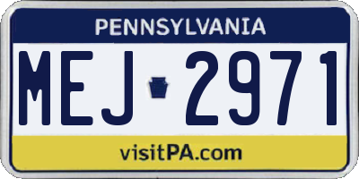 PA license plate MEJ2971