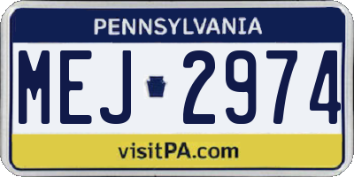 PA license plate MEJ2974