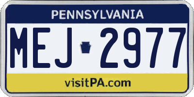 PA license plate MEJ2977