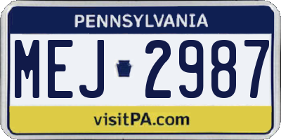 PA license plate MEJ2987
