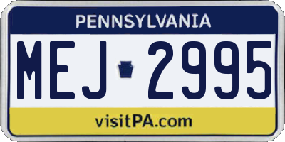 PA license plate MEJ2995