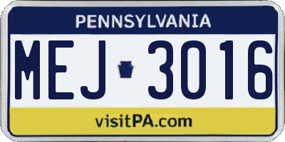 PA license plate MEJ3016