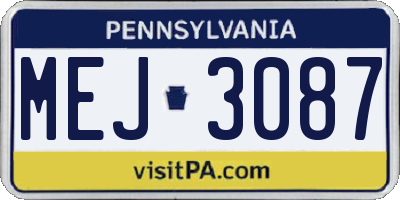PA license plate MEJ3087