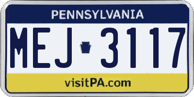 PA license plate MEJ3117
