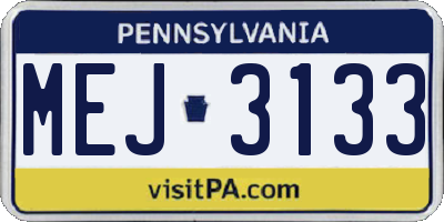 PA license plate MEJ3133