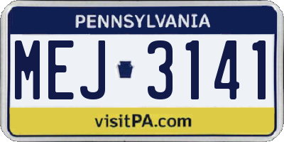 PA license plate MEJ3141