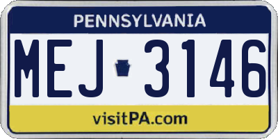 PA license plate MEJ3146