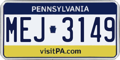 PA license plate MEJ3149