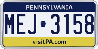 PA license plate MEJ3158