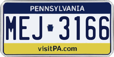 PA license plate MEJ3166