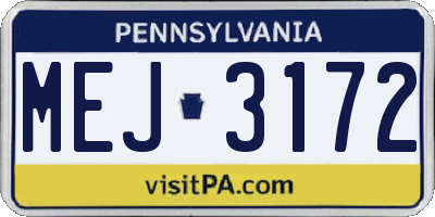 PA license plate MEJ3172