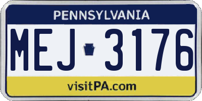 PA license plate MEJ3176