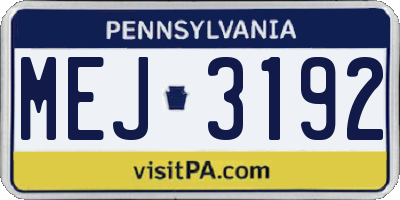 PA license plate MEJ3192