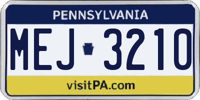 PA license plate MEJ3210
