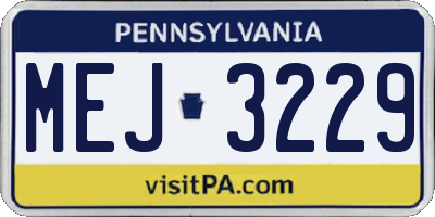 PA license plate MEJ3229