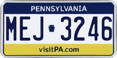 PA license plate MEJ3246