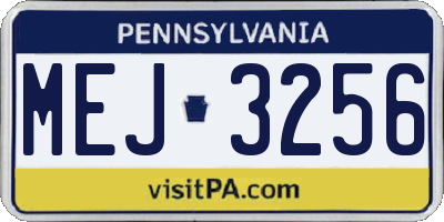 PA license plate MEJ3256
