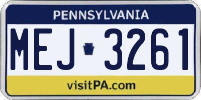 PA license plate MEJ3261