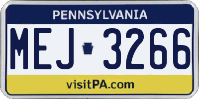 PA license plate MEJ3266