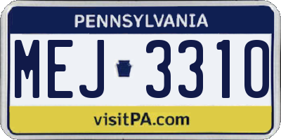 PA license plate MEJ3310