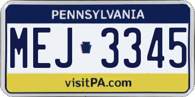 PA license plate MEJ3345