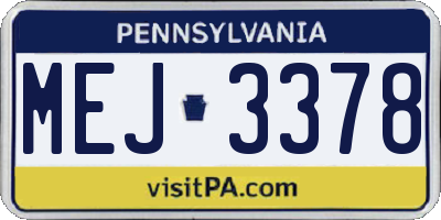 PA license plate MEJ3378