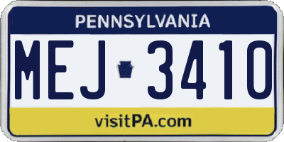 PA license plate MEJ3410
