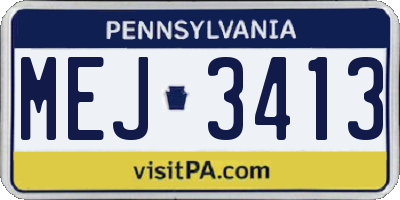 PA license plate MEJ3413
