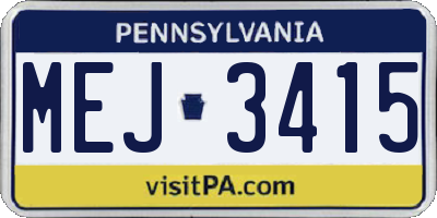 PA license plate MEJ3415