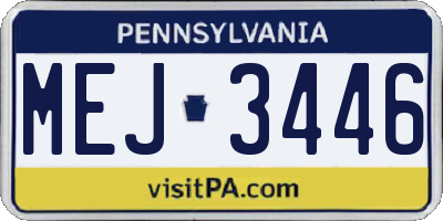 PA license plate MEJ3446