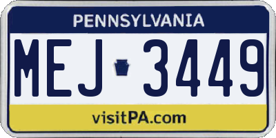 PA license plate MEJ3449