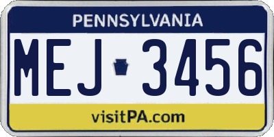 PA license plate MEJ3456