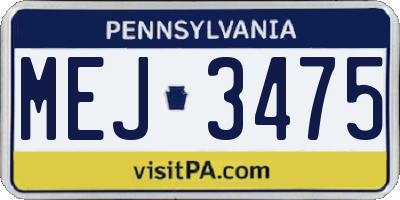 PA license plate MEJ3475
