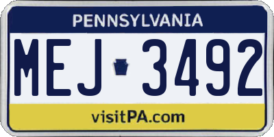 PA license plate MEJ3492