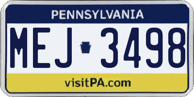 PA license plate MEJ3498
