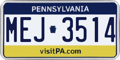 PA license plate MEJ3514