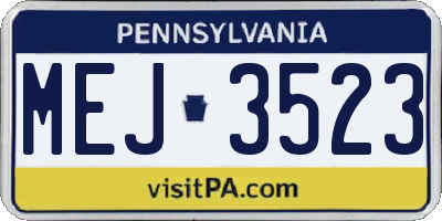 PA license plate MEJ3523