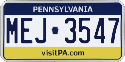 PA license plate MEJ3547