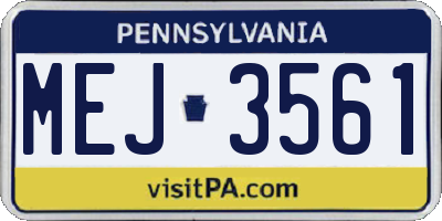 PA license plate MEJ3561