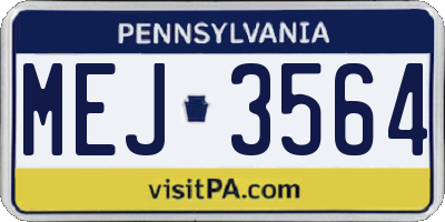 PA license plate MEJ3564